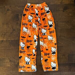 NEW Hello Kitty Halloween Orange Fleece Pajama Pants